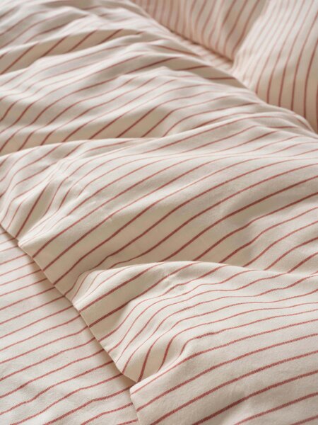 Red Clayton Stripe Brushed Cotton Flat Sheet | Single | Piglet in Bed