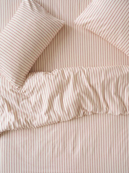Red Clayton Stripe Brushed Cotton Duvet Cover | Single | Piglet in Bed
