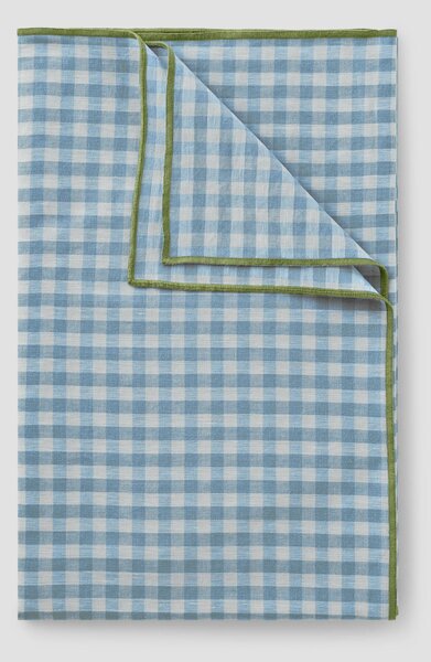 Warm Blue Gingham 100% Linen Table Runner | Default | Piglet in Bed
