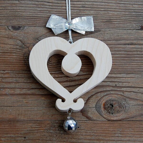 Tyrolean Wooden Heart with Crystal