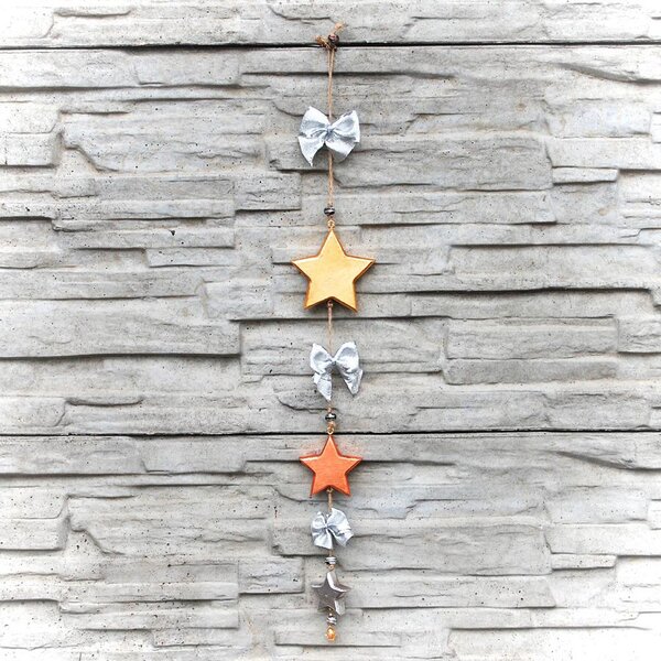 Wooden Stars Wall Garland Silver