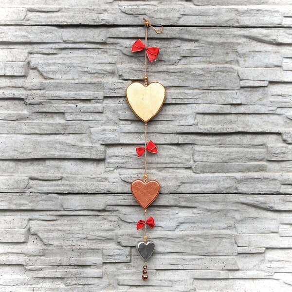 Wooden Hearts Wall Garland Red