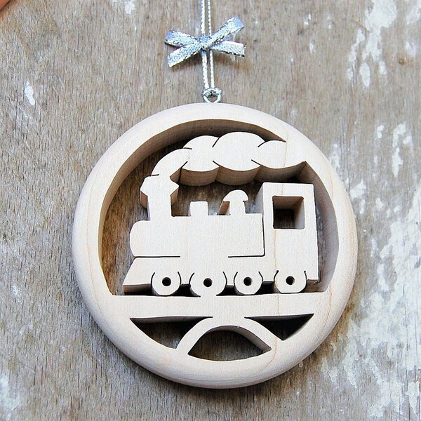 Wooden Steam Train Ornament