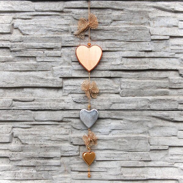 Wooden wall garland Hearts