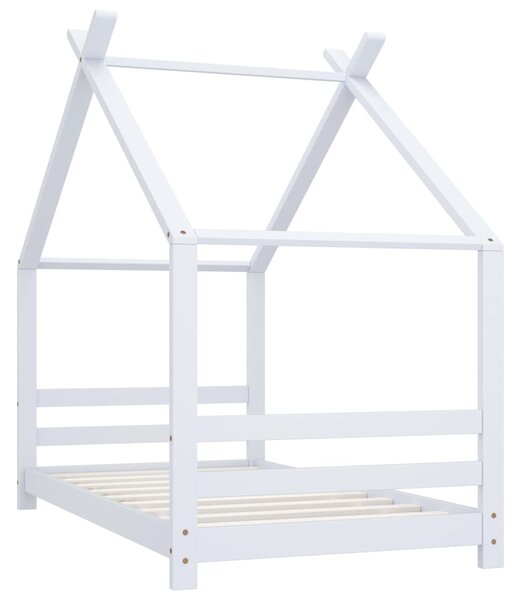 Kids Bed Frame White Solid Pine Wood 80x160 cm