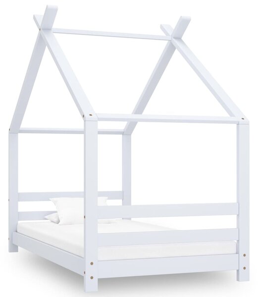 Kids Bed Frame White Solid Pine Wood 80x160 cm