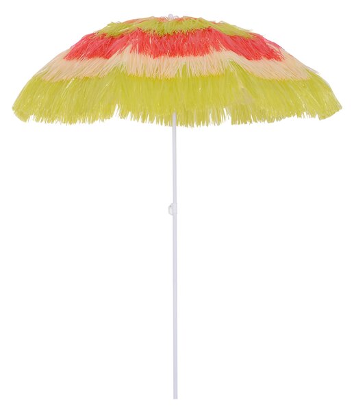 Outsunny Portable Beach Umbrella: Foldable Rainbow Parasol for Hawaiian-Style Sun Protection