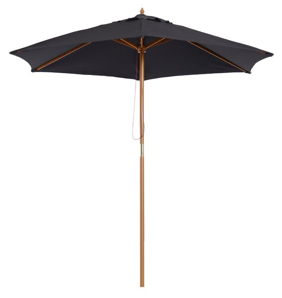 Outsunny Wooden Patio Parasol: 2.5m Outdoor Sun Umbrella, Weather-Resistant, Black Aosom UK
