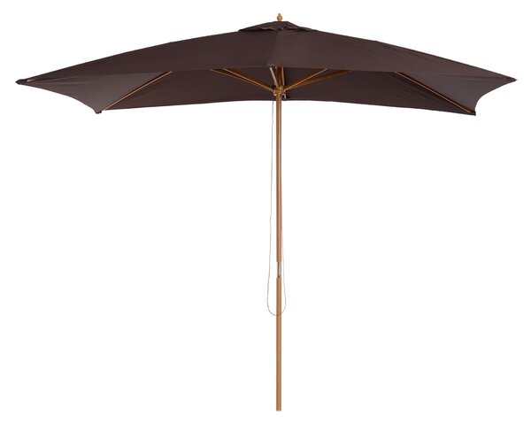 Outsunny Waterproof Garden Parasol Umbrella Wooden Sun Umbrella Outdoor Sun Shade Canopy, Dark Coffee,2 x 3m Aosom UK