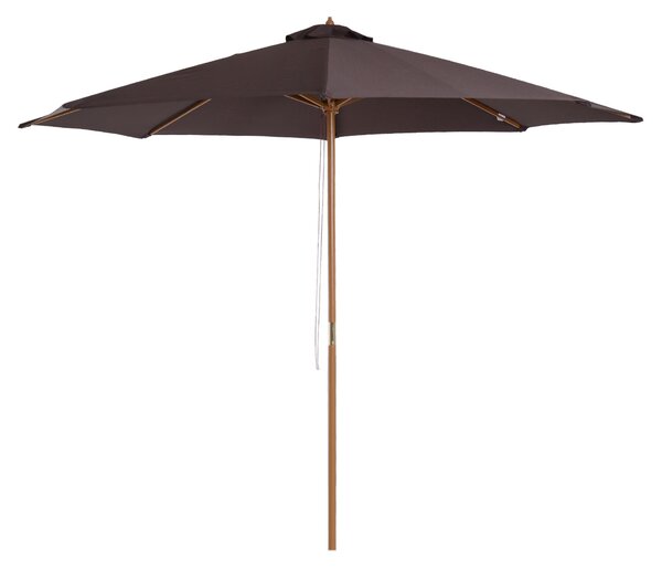 Outsunny Bamboo Wooden Patio Umbrella, 3m Garden Parasol with 8 Ribs, Outdoor Sunshade Canopy, Coffee Aosom UK