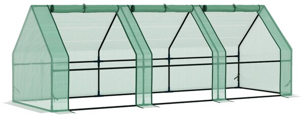 Outsunny 270 x 90 x 90 cm Steel Frame Poly Tunnel Steeple Greenhouse - Green