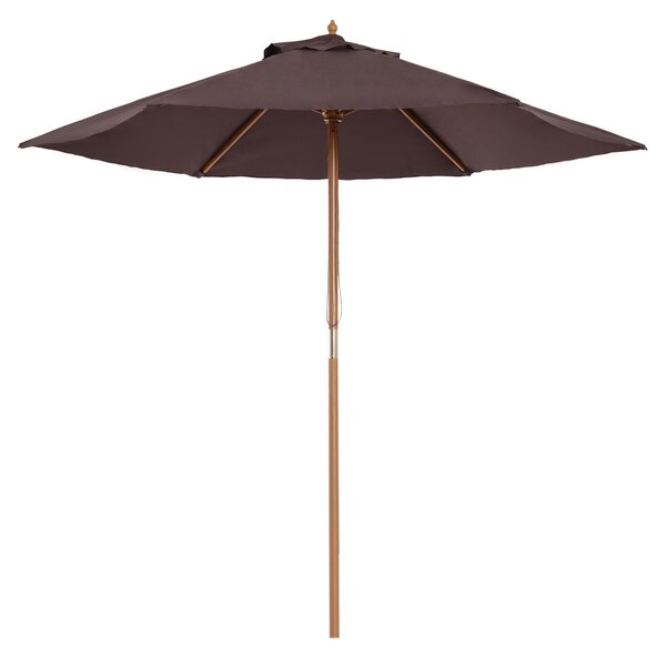 Outsunny Elegant Wooden Garden Parasol: 2.5m Patio Sunshade with UV Protection, Coffee Hue Aosom UK