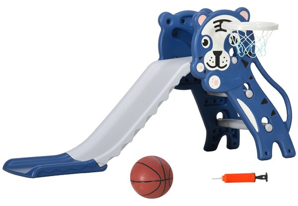 AIYAPLAY 2 in 1 Baby Slide for Indoor Use with Basketball Hoop, Basketball, for Ages 18-36 Months - Blue