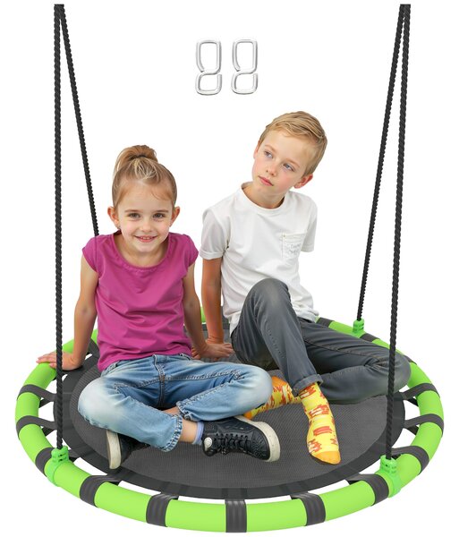 AIYAPLAY 100 cm Diameter Kid Nest Swing Seat with Height Adjustable Ropes for Outdoor Indoor, Black