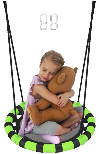 AIYAPLAY 60 cm Diameter Kid Nest Swing Seat with Height Adjustable Ropes for Outdoor Indoor, Black