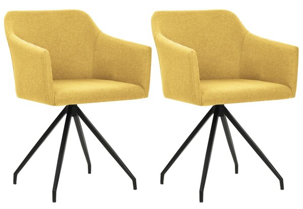 Swivel Dining Chairs 2 pcs Mustard Yellow Fabric