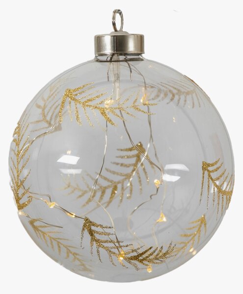 Plume Etched Bauble With LED in Clear