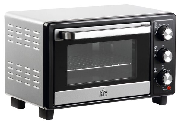 HOMCOM Convection Mini Oven, 16L Countertop Electric Grill, Toaster Oven w/ Adjustable Temperature, 60 Min Timer, Crumb Tray, 1400W Aosom UK