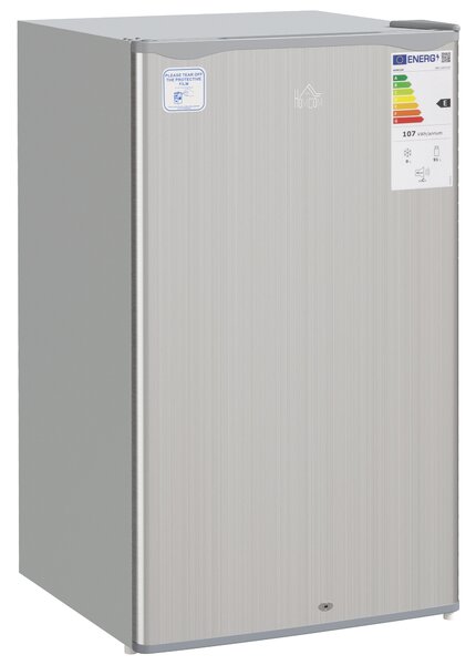 HOMCOM 91L Freestanding Under-Counter Fridge with Lock - Silver Tone