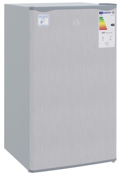 HOMCOM Under Counter Fridge Freezer Small Fridge for Singles Tiny Fridge for Flatshare Mini Fridge Kitchen Corner 91L Freestanding Chiller Box Adjustable Thermostat 47.5cm Grey Aosom UK