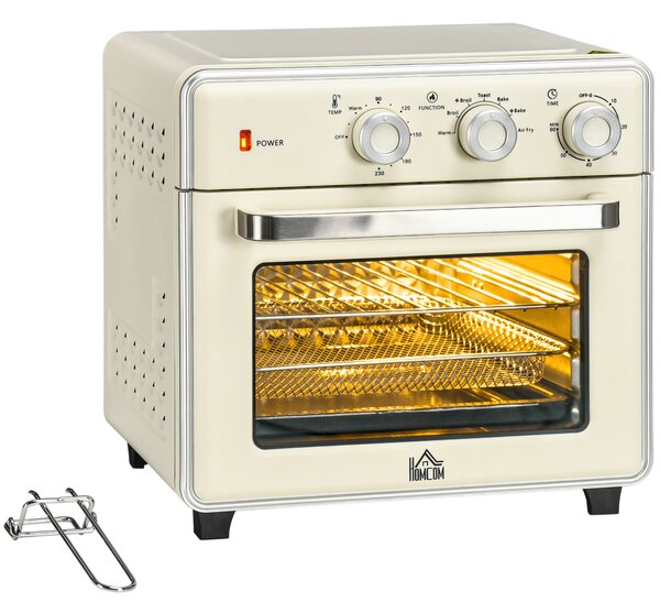 HOMCOM 7-in-1 Toaster Oven, 20L 4-Slice Convection Oven with Warm, Broil, Toast, Bake, Air Fryer, 60min Timer and Adjustable Thermostat