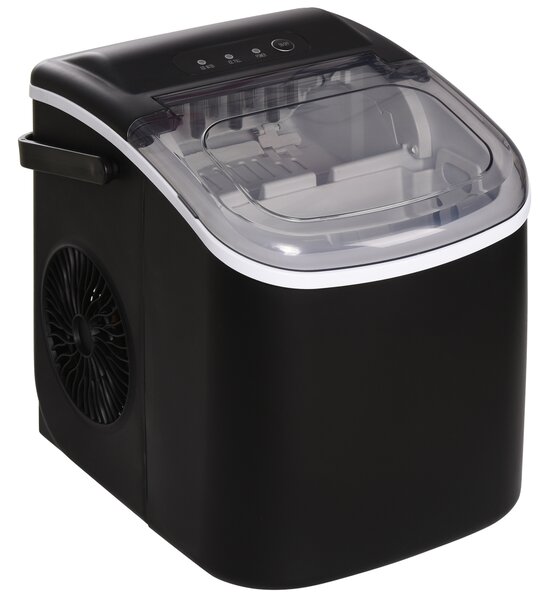 HOMCOM Ice Maker Machine Counter Top, 12Kg in 24 Hrs, 9 Cubes Ready in 6-12Mins, Portable Ice Cube Maker with Ice Scoop and Basket, Black Aosom UK