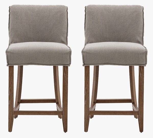 Ewan Bar Stool in Grey Linen - Set of 2