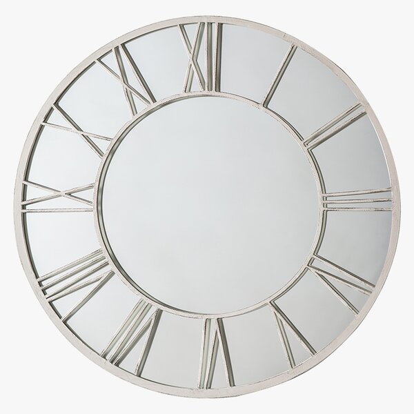 Tick Tock Outdoor Mirror in Distressed White