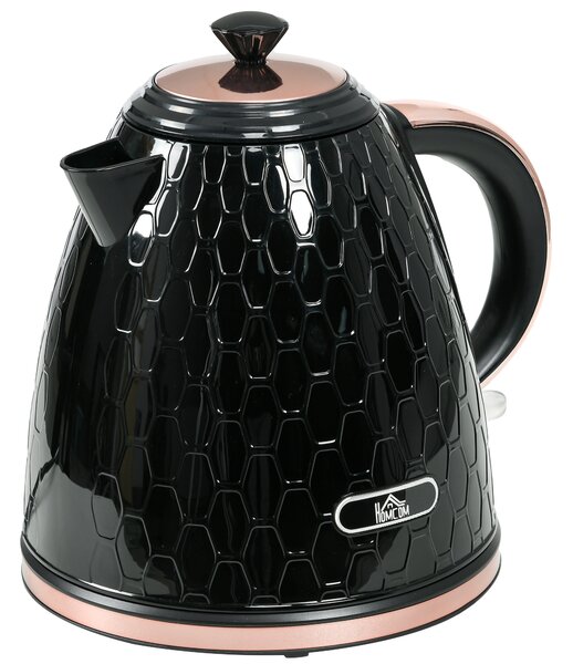 HOMCOM Electric Kettle, 1.7L, Fast Boil, 3kW Water Kettle with Removable Washable Anti-scale Filter, Auto Shut-off, 360° Swivel, Black Aosom UK