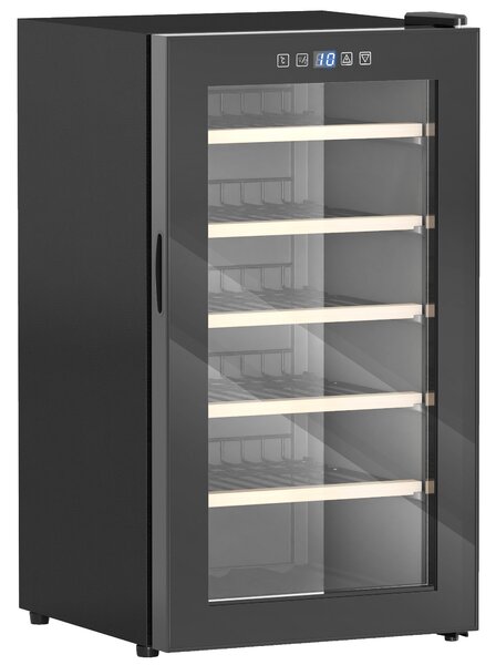 HOMCOM 41 Bottle Wine Fridge, 91L Wine Cooler with Glass Door, Touch Control, LED Light, Black Aosom UK
