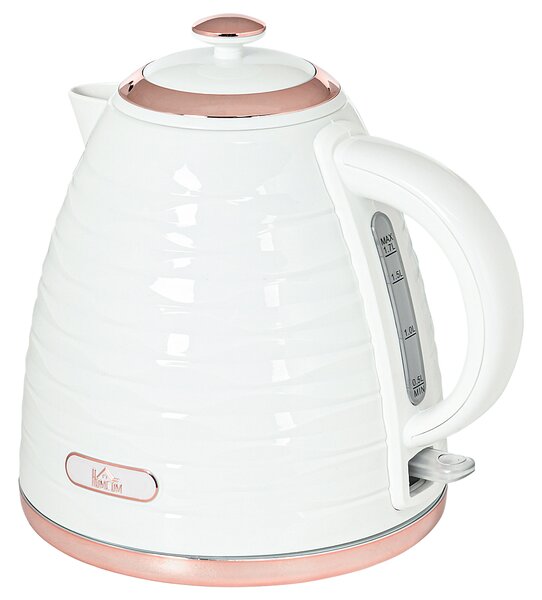 HOMCOM Electric Kettle, 1.7L, Fast Boil, 3kW Water Kettle with Removable Washable Anti-scale Filter, Auto Shut-off, Cream White Aosom UK