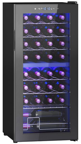 HOMCOM 32 Bottle Dual Zone 5-18℃ Wine Fridge - Black