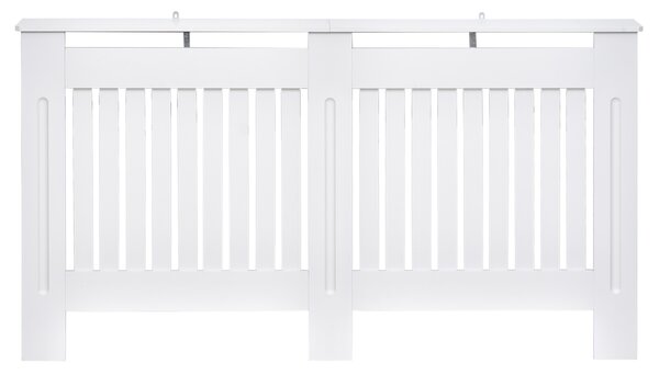 HOMCOM Slatted Radiator Cover Painted Cabinet MDF Lined Grill in White (152L x 19W x 81H cm)
