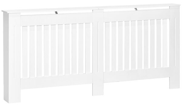 HOMCOM Slatted Radiator Cover Painted Cabinet MDF Lined Grill in White 172L x 19W x 81H cm Aosom UK