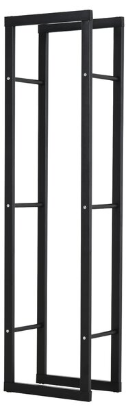 HOMCOM 150cm Tall Metal Firewood Log Holder Rack Double Tier w/ Balanced Base Side Rails Indoor Outdoor Traditional Fireplace Log Storage Cradle