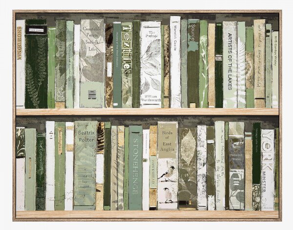 Crowded Bookshelf Framed Canvas Wall Art
