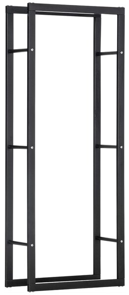 HOMCOM Metal Firewood Log Holder Tall Firewood Rack Indoor Outdoor Fireplace Wood Storage Shelf, Black, 60Wx25Dx150Hcm Aosom UK