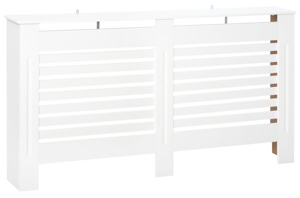 HOMCOM MDF White Painted Radiator Cover Slatted Cabinet Shelving Display Horizontal Style Modern Piece 172L x 19W x 81H cm
