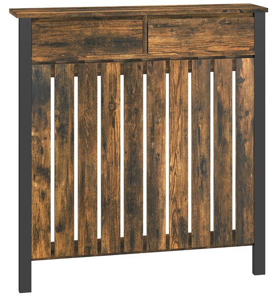 HOMCOM 93 x 88.5cm Rustic-Look Radiator Cover - Brown/Black Aosom UK