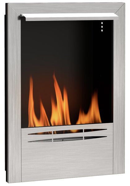 HOMCOM Stainless Steel Ethanol Fireplace Insert, Bioethanol Fire, Indoor Ethanol Burner with 0.9 Litres Volume, Cover Lid, Burns for Up to 3.3 Hours, Silver