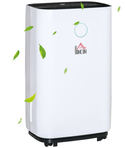 HOMCOM 16L/Day Quiet Dehumidifier for Home Laundry Bedroom Basement, 4000ML Electric Moisture Air De-Humidifier with 3 Modes, White Aosom UK