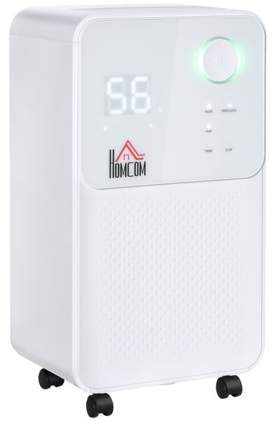 HOMCOM 12L/Day Quiet Low-Energy Dehumidifier w/ 24H Timer for Home Laundry Room Bedroom, Electric Moisture Air Dryer with 4 Modes, white Aosom UK