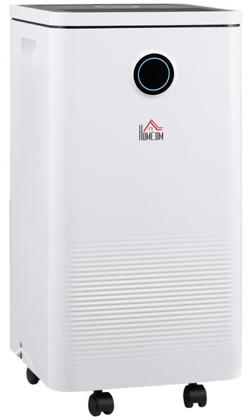 HOMCOM 10L/Day Dehumidifier with 2.5L Water Tank, Intelligent & Sleep Mode, Quiet Compact Dehumidifier for Home Laundry Basement, White Aosom UK