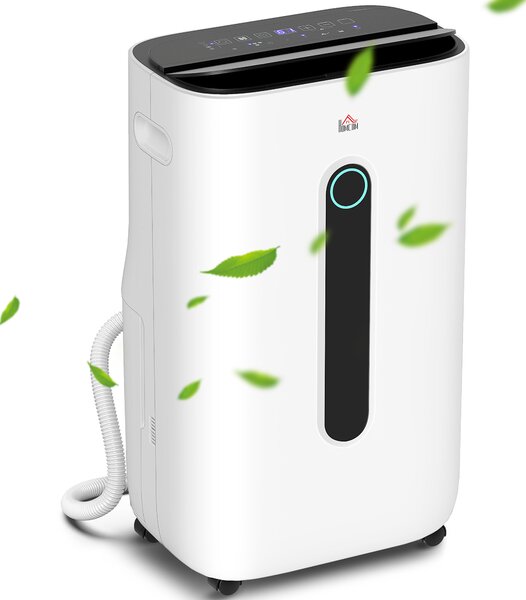 HOMCOM 22L/Day Dehumidifier with Filter, 24H Timer, 4 Modes, Quiet Low-Energy Dehumidifier for Home Laundry Basement, White Aosom UK