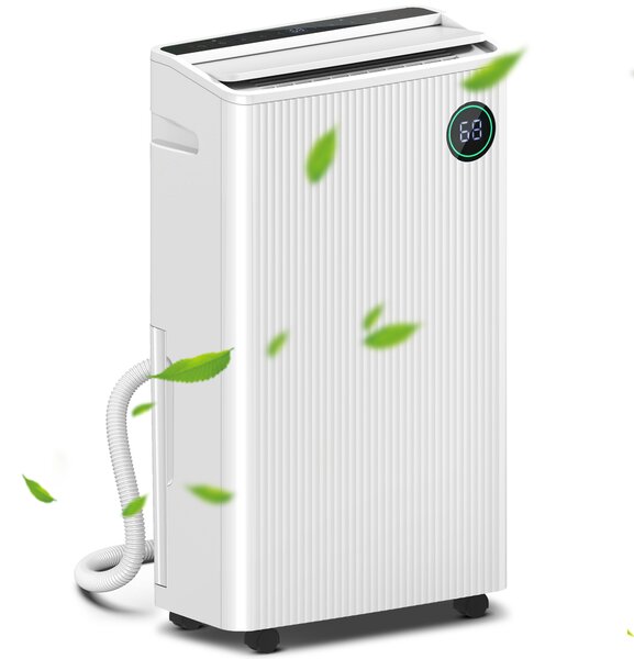 HOMCOM 5500mL Quiet Compact Dehumidifier with Air Purifier, 24H Timer, 5 Modes, 16L/Day, Electric Moisture Air Dryer for Home Laundry Basement, White Aosom UK