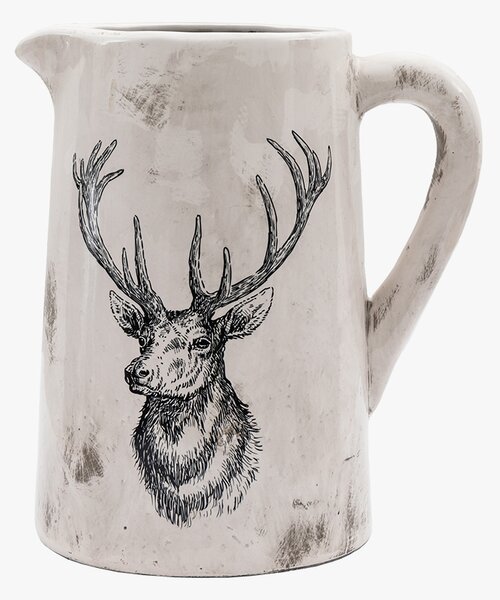 Wildwood Stag Distressed Pitcher Vase, Large