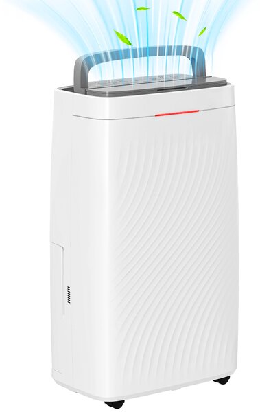 HOMCOM 16L/Day Portable Dehumidifier Clothes Dryer with Air Filter, 5.5L Water Tank, Humidity Light, for Home, Bedroom, Laundry Drying, White Aosom UK