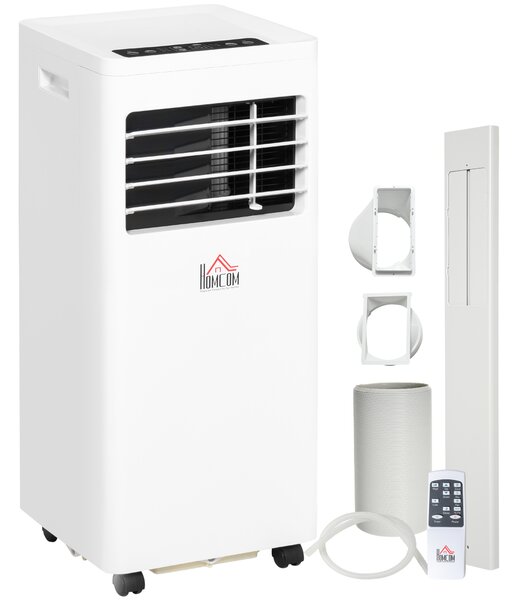 HOMCOM Portable Air Conditioner, 9000 BTU, Quiet, Energy Efficient, with Remote & Window Kit, White Aosom UK