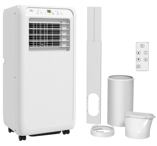 HOMCOM 7,000 BTU Mobile Air Conditioner for Room up to 26m², with Dehumidifier, 24H Timer, Wheels, Window Mount Kit Aosom UK