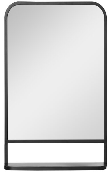 HOMCOM Modern Wall Mirror with Storage Shelf, 86 x 53 cm, Contemporary Design for Bedroom, Living Room, Black Aosom UK